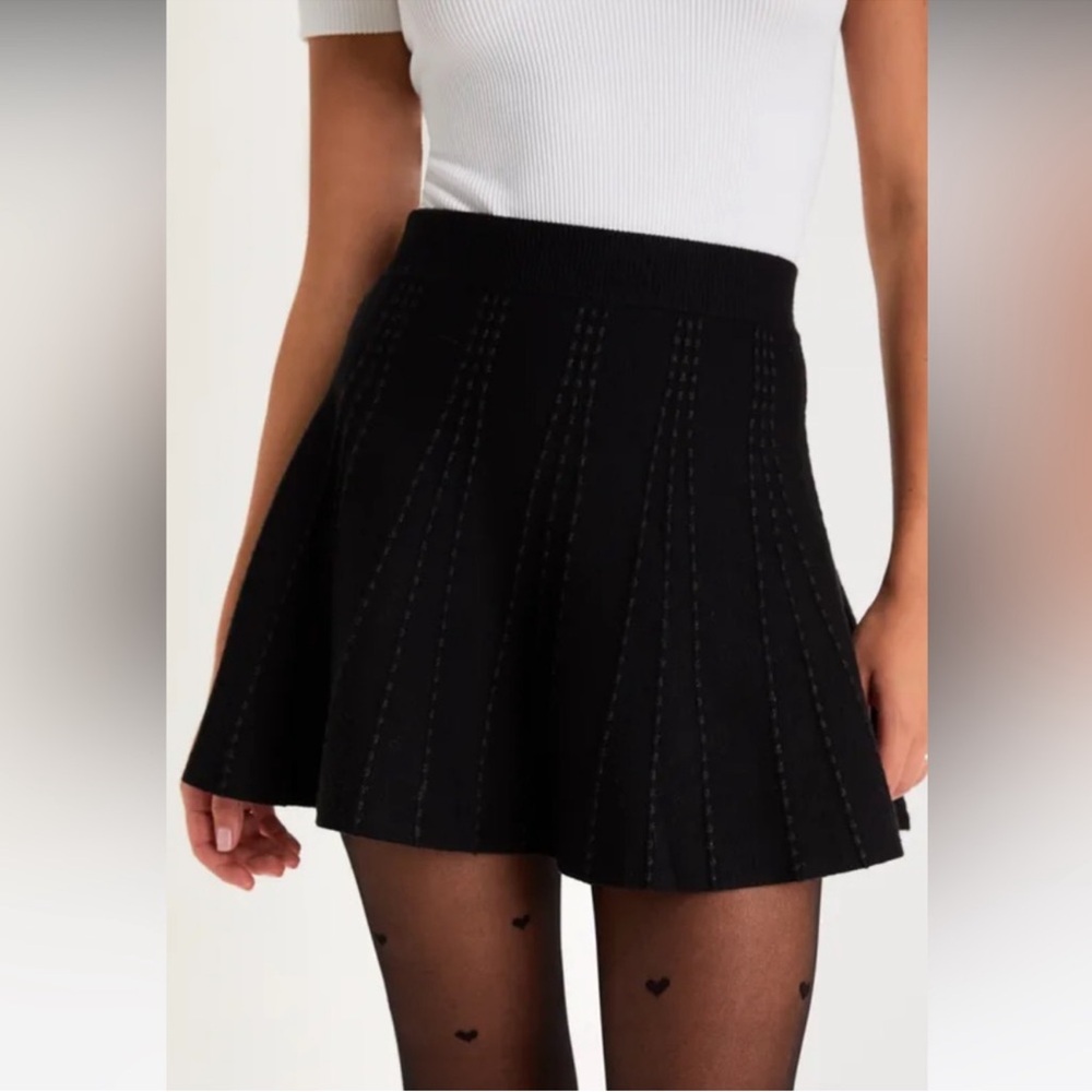 Lulu's knit high waisted mini skirt, black, size XXS